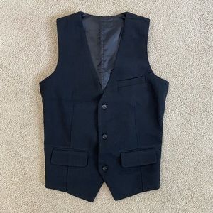 Men’s Black Wool Waistcoat/Vest Small Tall.